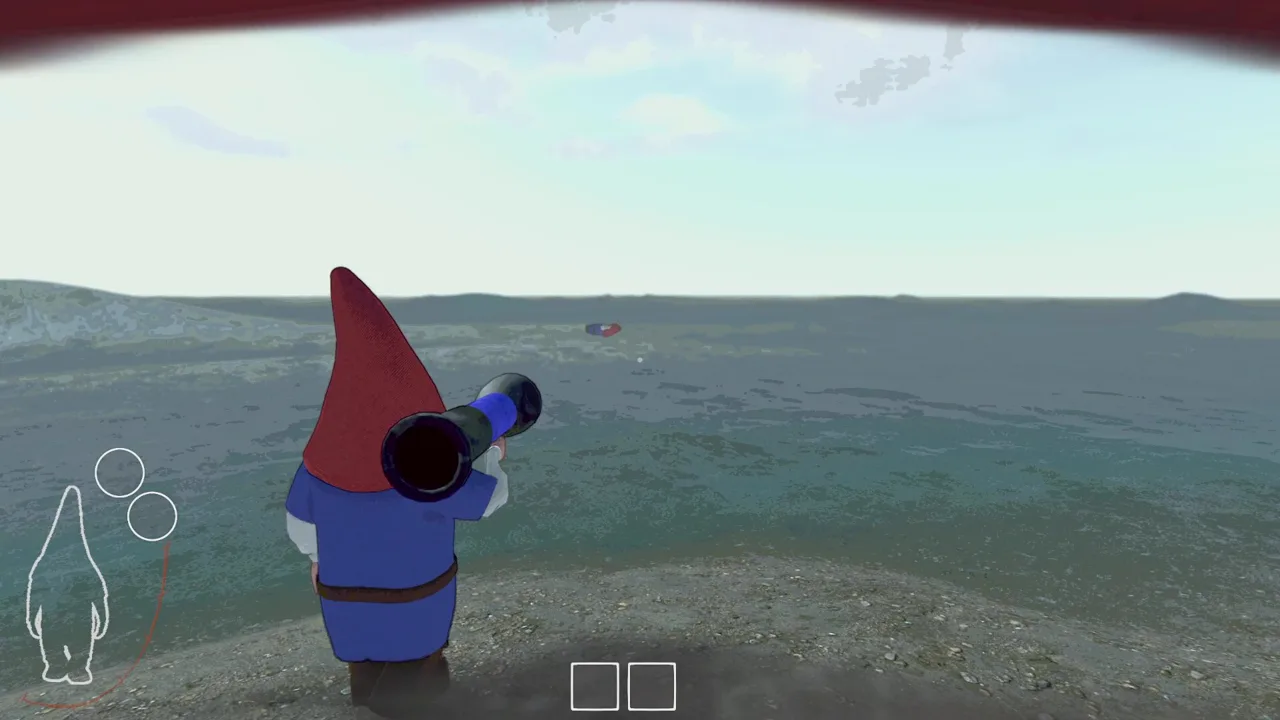 Burglin Gnomes explosion guide showing a gnome aiming a rocket launcher for a safe blast route